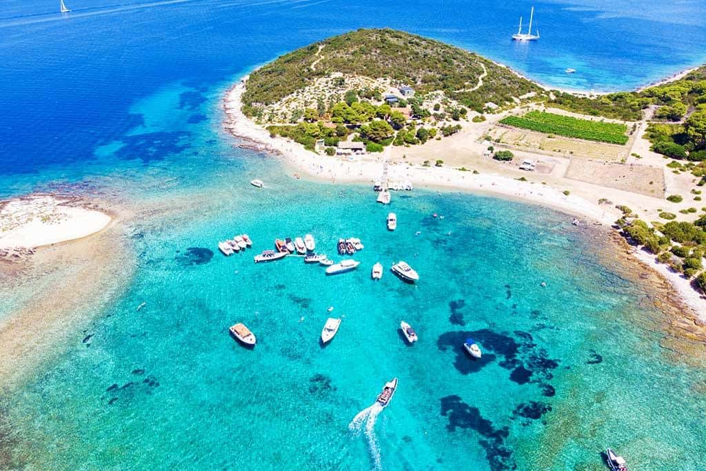 Turquoise lagoon at Budikovac island near Vis Croatia
