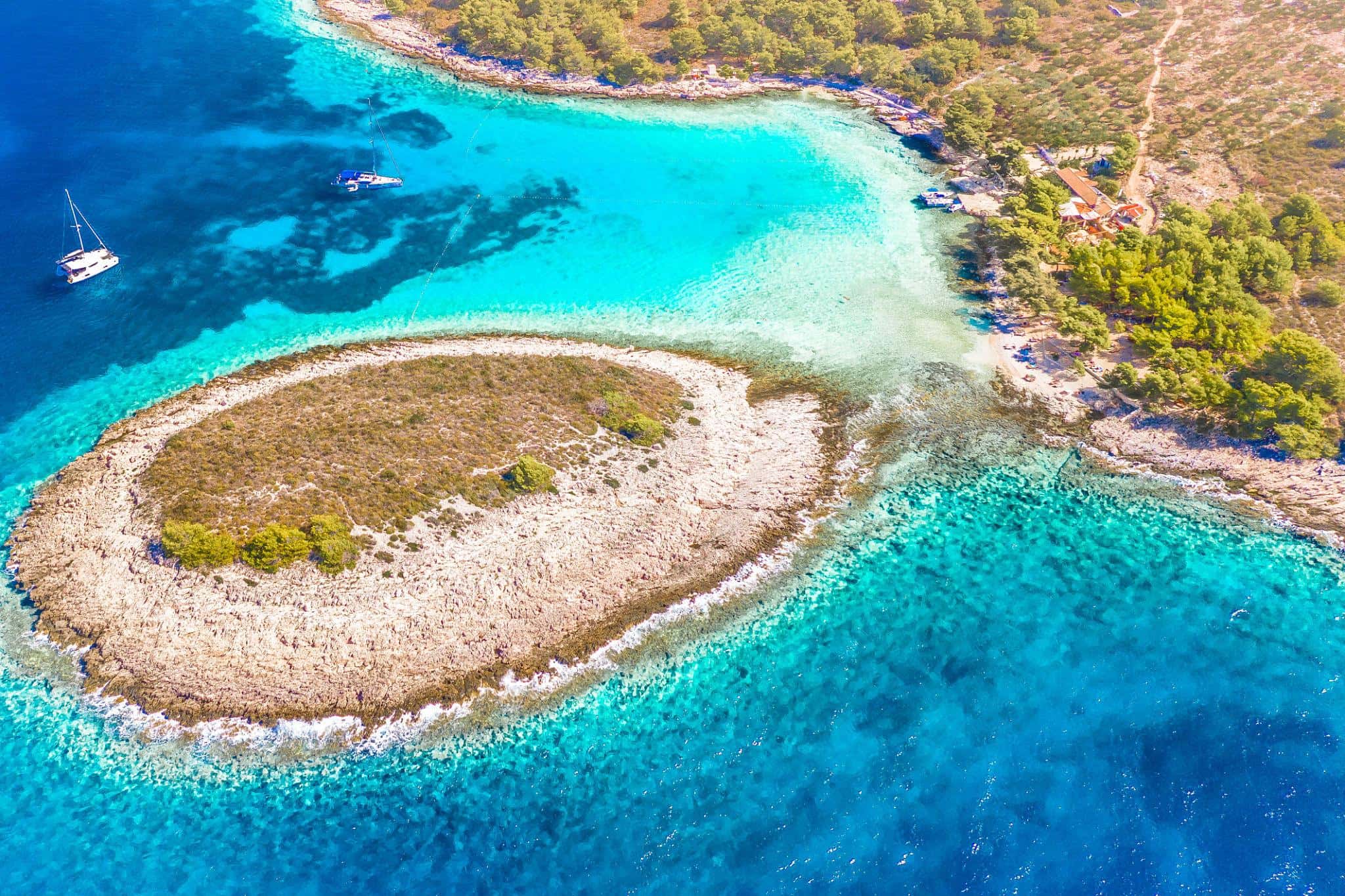 Crystal clear sea in the Ždrilca strait between the Pakleni Islands