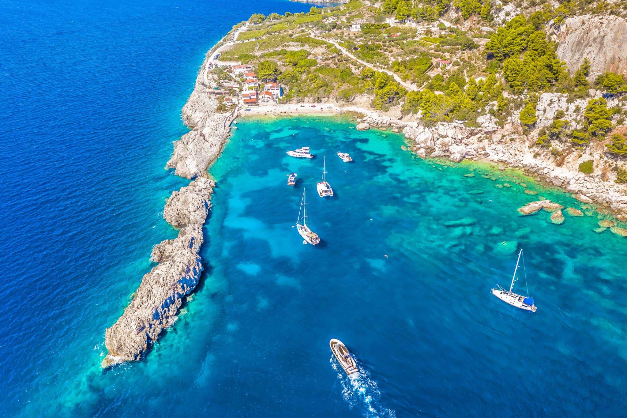 Hidden pebble beach at Velo Zaraće on Hvar island